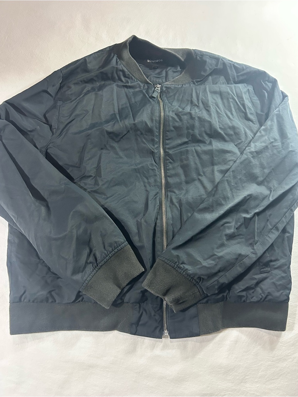 BONOBOS The Boulevard Bomber Jacket Mens Extra Large XL Black Slim Fit Preppy